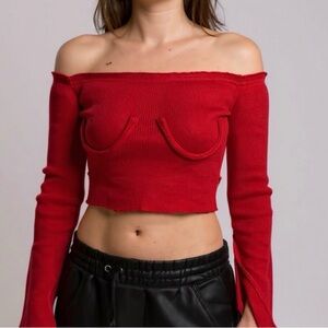 Orseund Iris Ribbed Red Top